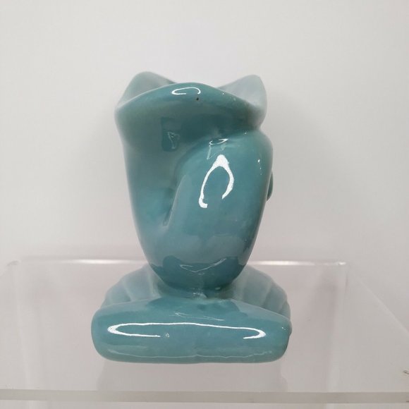 Vintage HAEGER Pottery Planter Blue Aqua Turquoise Clam Shell Wave Green Foil - Picture 5 of 12